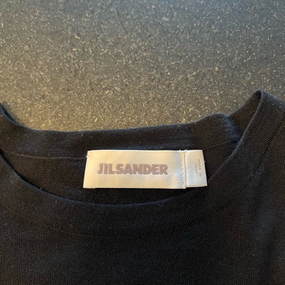 Jil Sander dark blue fine gauge wool crewneck sweater  size 50 - Picture 2 of 3
